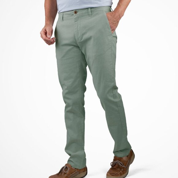 Tailor Vintage Chinois Green Puretec Cool Stretch Linen/Cotton Blend Chino Pant